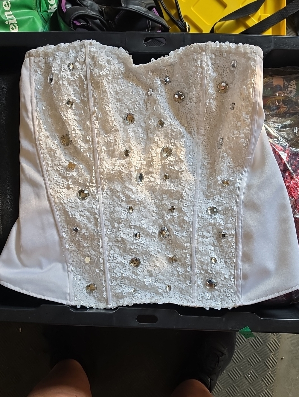Layne Bryant Vintage White Sequin Embellished Strapless Bustier 2 Of 2
